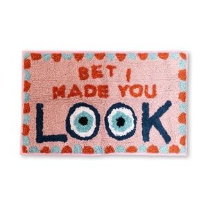 NWT Furbish Studio 'Bet I Made You Look' Pink Evil Eye Bath Mat - 32”x20”